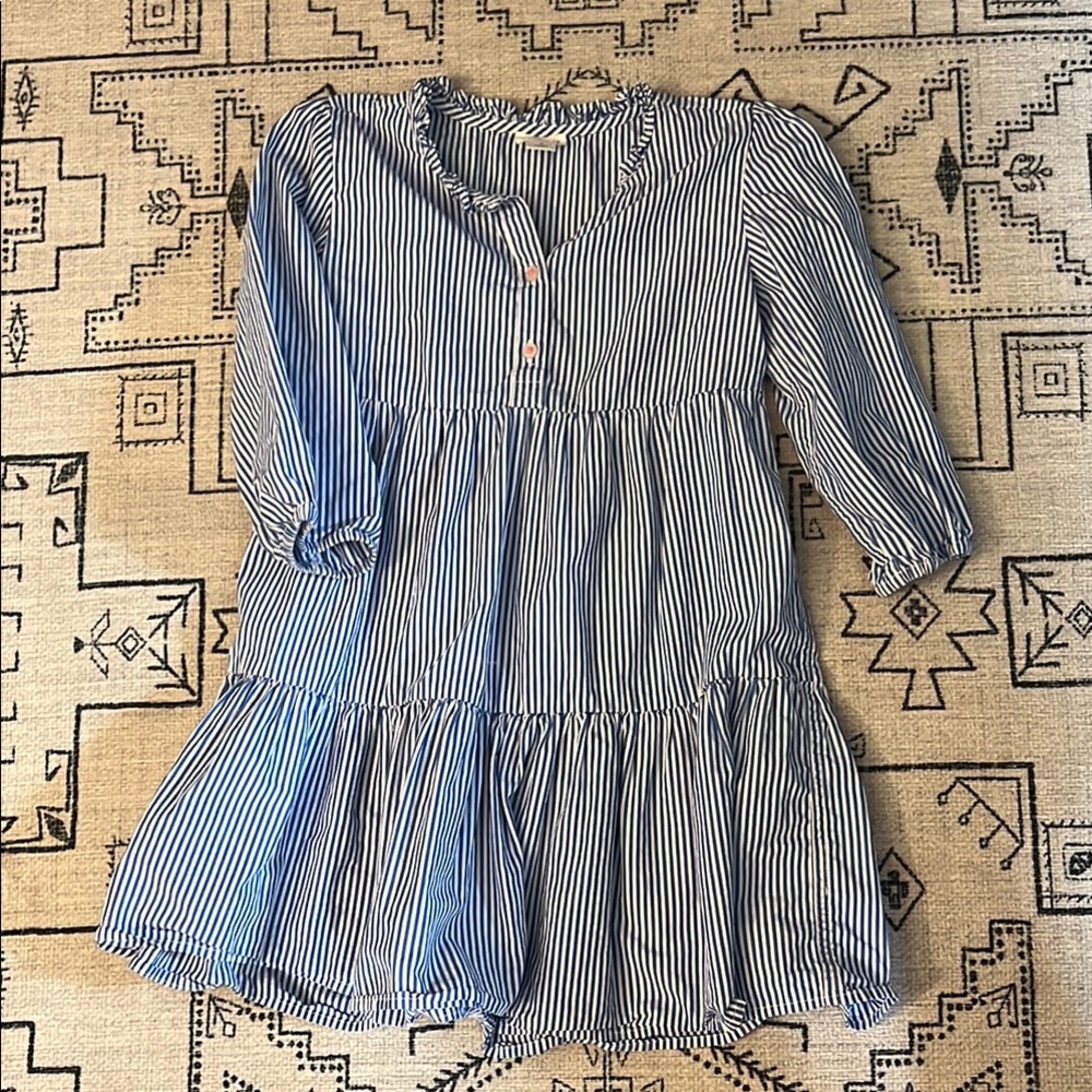 Nwot J. Crew Blue Pinstripe Tiered Cotton Dress 6T